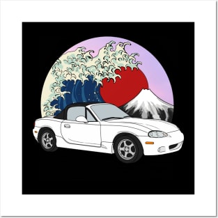 White NB Roadster Black Soft Top Posters and Art